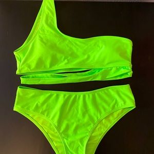 green one strapped bikini